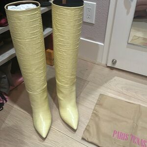 Never worn Paris Texas Knee High Stiletto Boots in Color Cream Size 42